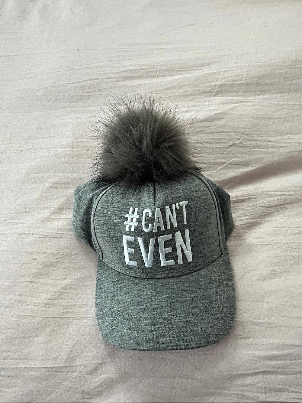 Gray Pom #CANT EVEN Hat NWT